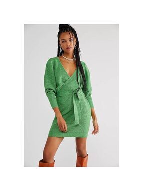 FREE PEOPLE Sienna Green Wrap Dress Small NWT